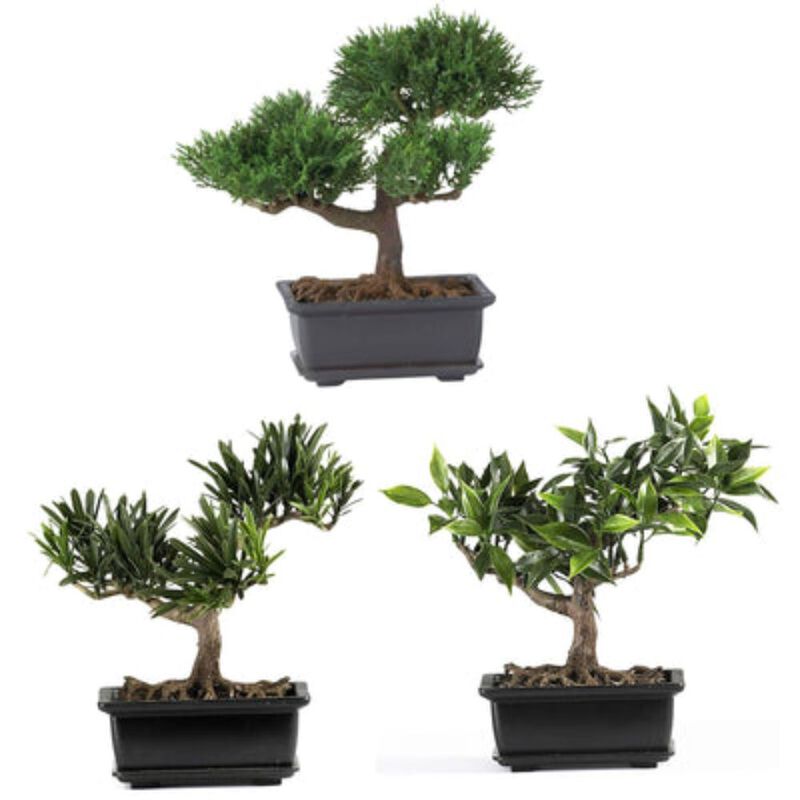 Hivvago Set of 3 8.5" Bonsai Silk Plant Collection