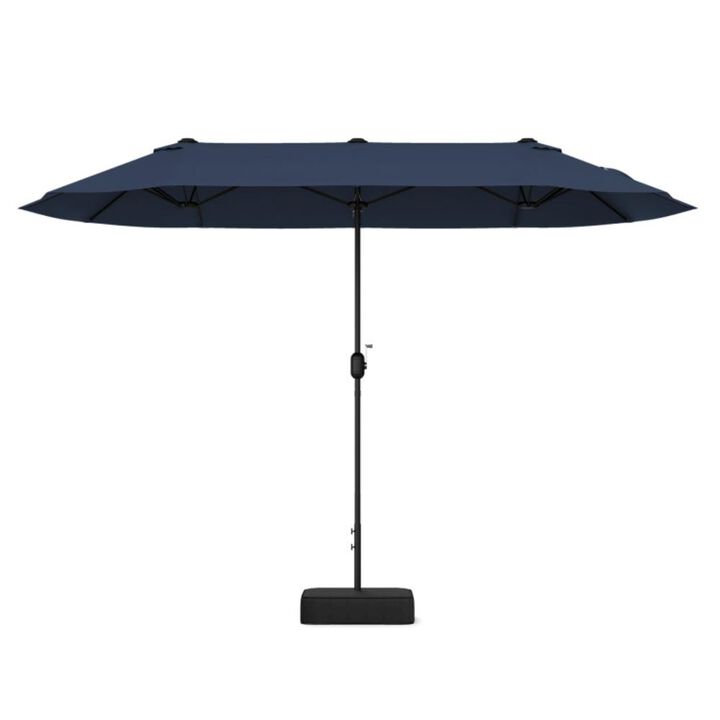 Hivvago 13 Feet Double-Sided Patio Twin Table Umbrella with Crank Handle