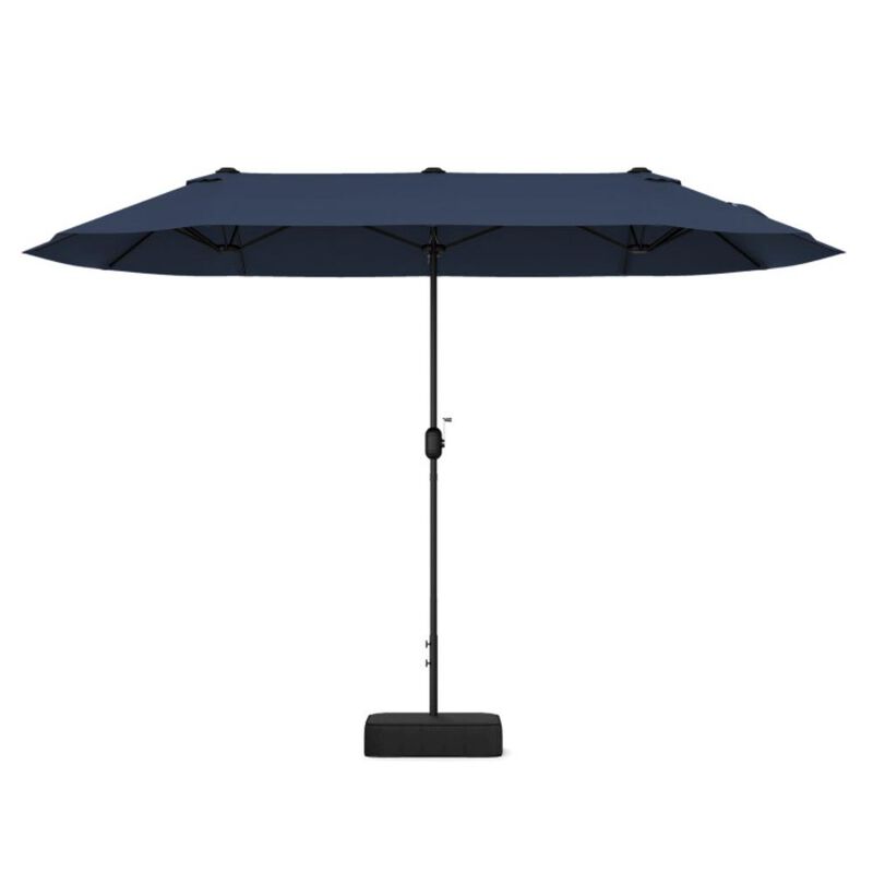 Hivvago 13 Feet Double-Sided Patio Twin Table Umbrella with Crank Handle