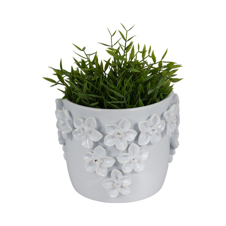 7" Floral Applique Planter