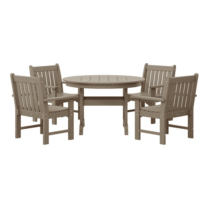 WestinTrends 5-Piece HDPE Outdoor Patio Chair and Round Table Dining Set