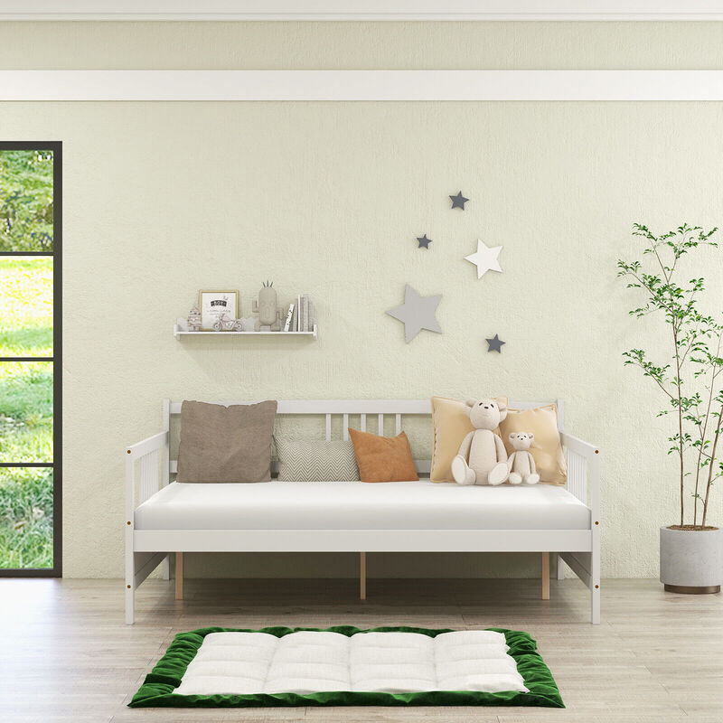 Full Size Metal Daybed Frame with Guardrails