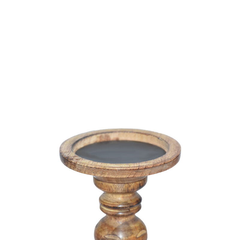 BBH Homes Traditional Medium Burnt Eco-friendly Handmade Mango Wood Set Of One 6" Pillar Candle Holder