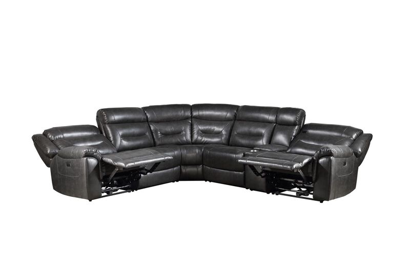 Leather-Aire Sectional Reclining Sofa Power Motion