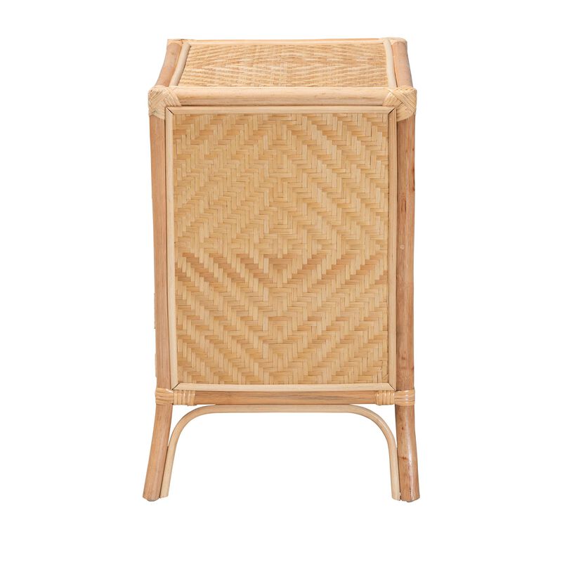 Bali & Pari Danna Modern Bohemian Natural Brown Rattan Nightstand