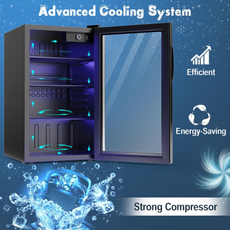 Hivvago 120 Can Beverage Mini Refrigerator with Glass Door