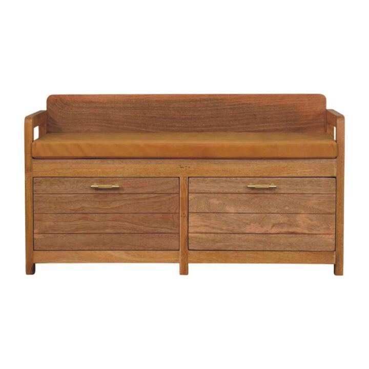 Artisan Furniture Solid Wood Oxford Oak-ish 2 Drawer Storage Bench