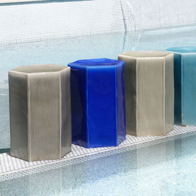 Porto Ceramic Indoor/Outdoor Side Table-Large, Gray