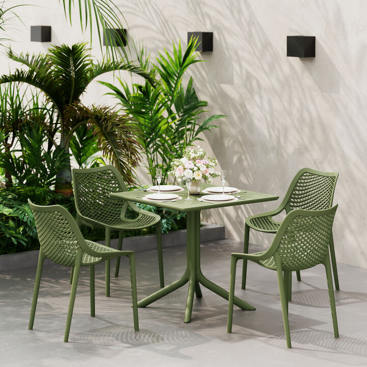 WestinTrends 31.5" Square Plastic Outdoor Patio Dining Table for 4