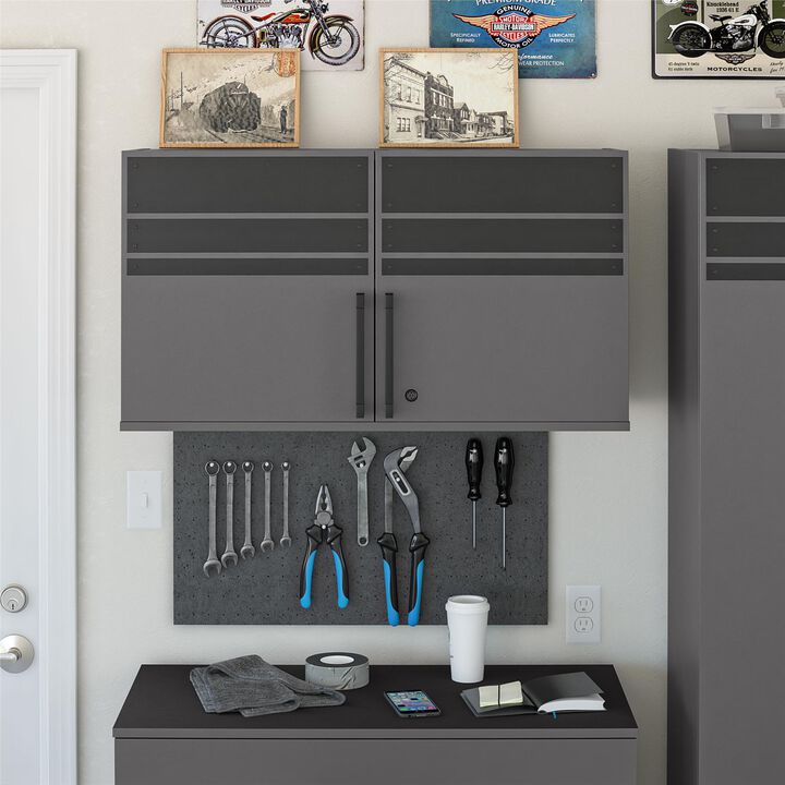Systembuild Evolution Shelby 2 Door Storage Garage Wall Cabinet, Graphite Gray