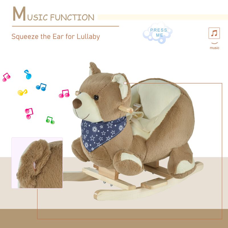 Brown Bear Rocker: Plush Musical Ride-On Toy for 18-36 Months