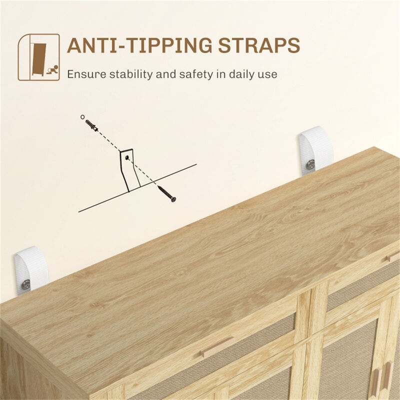 Freestanding Kitchen Storage Cabinet with Doors and Adjustable Shelves