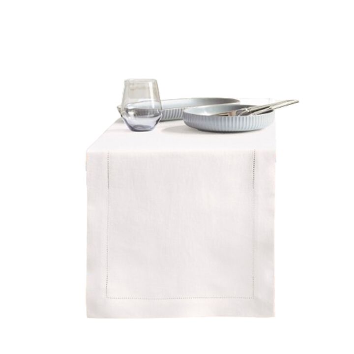 Solino Home 100% Pure Linen Table Runner | Sonoma Hemstitch