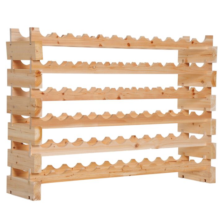 Cellar-Ready Wine Storage: 72-Bottle Stackable Natural Wood Rack