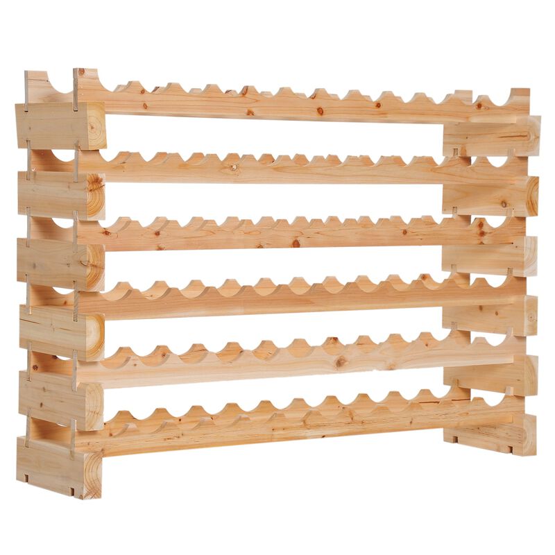 Cellar-Ready Wine Storage: 72-Bottle Stackable Natural Wood Rack
