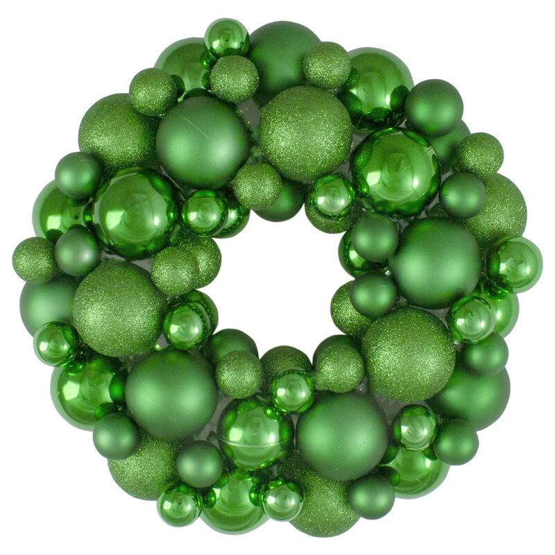 Green 3-Finish Shatterproof Ball Christmas Wreath - 13-Inch  Unlit