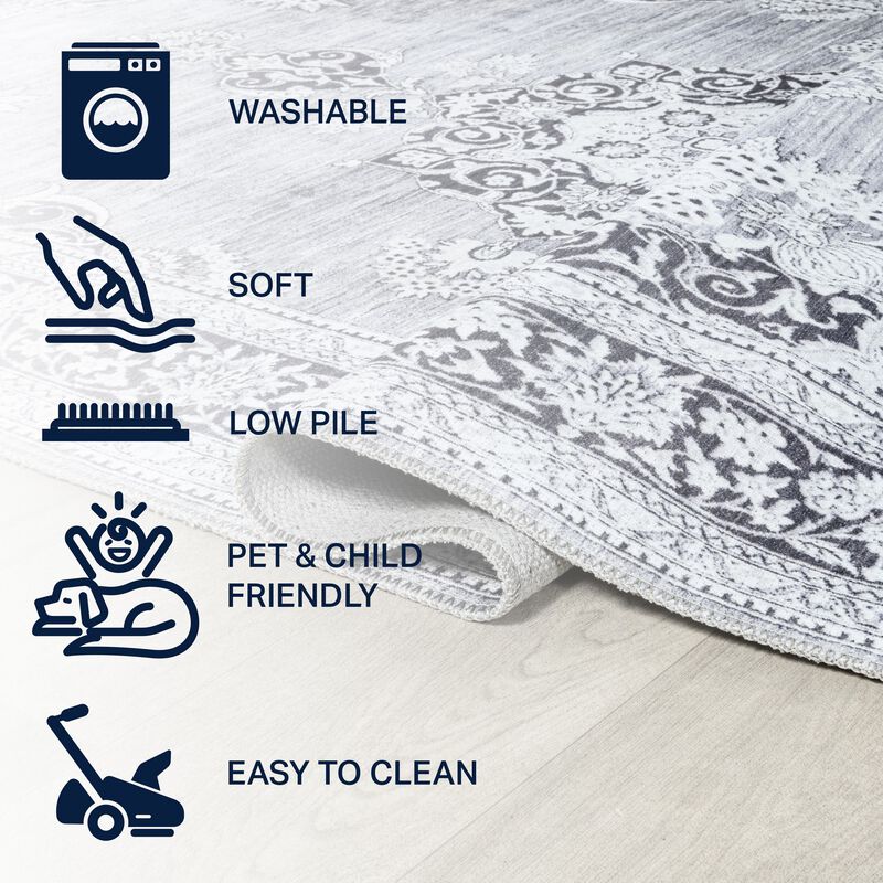 Bausch Bohemian Distressed Chenille Machine-Washable Area Rug