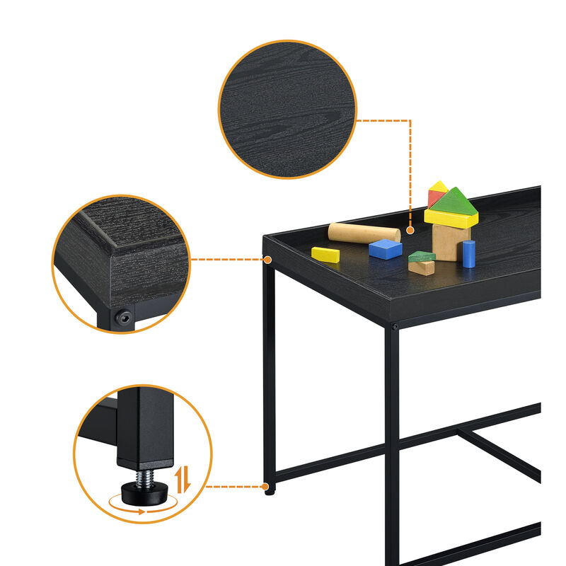 Monty Black Wood Grain 3 Piece Coffee Table Set With Raised Edges