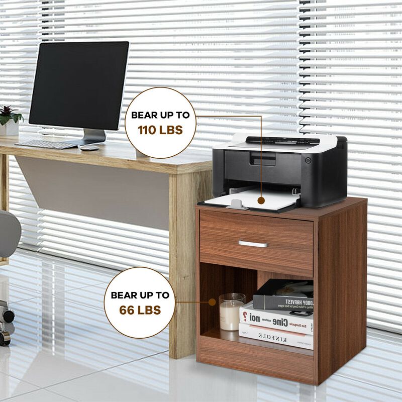 Set of 2 Modern Nightstand with Storage Drawer and Cabinet