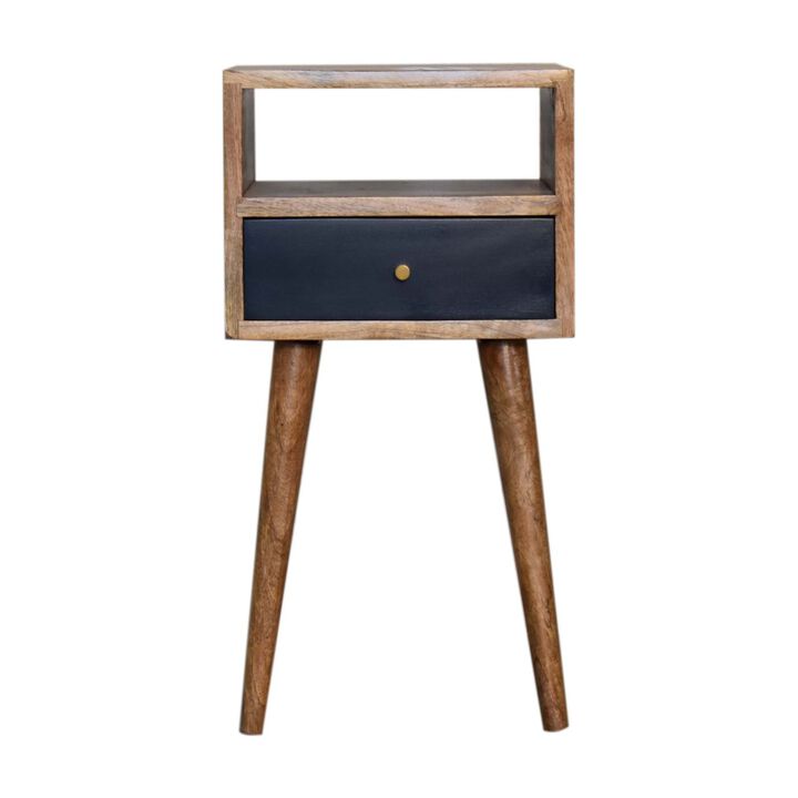 Mini Navy Blue Hand Painted Solid Wood Nightstand