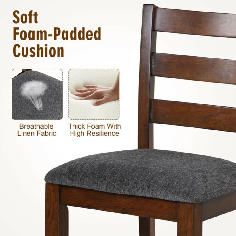 Hivvago 2 Pieces Counter Height Chairs with Fabric Seat and Rubber Wood Legs