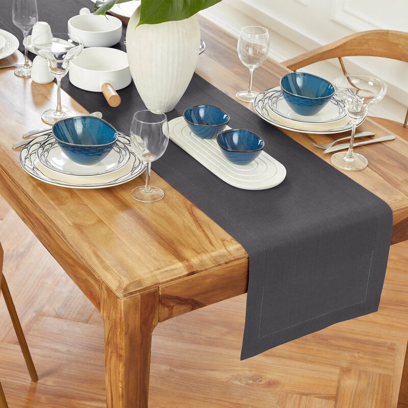 Solino Home 100% Pure Linen Table Runner | Medium Weight Hemstitch for Spring & Easter