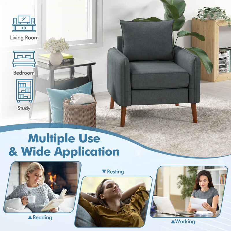 Fabric Upholstered Sofa Chair with Removable Back and Seat Cushions
