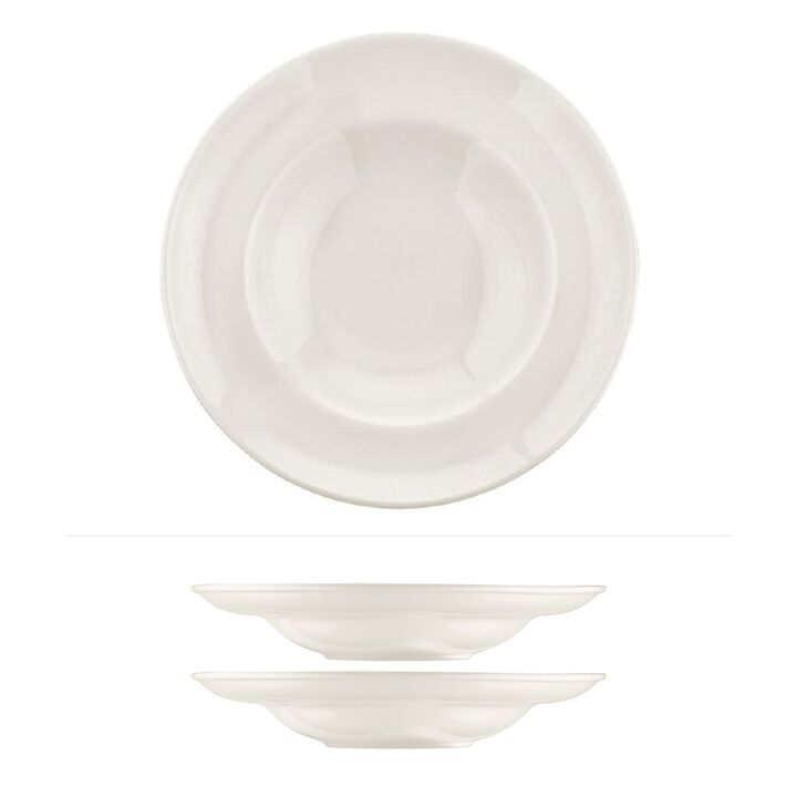 Gourmet dia.9.5" h:2" 14 oz. Round Warm White Porcelain Bowl (Set of 2)