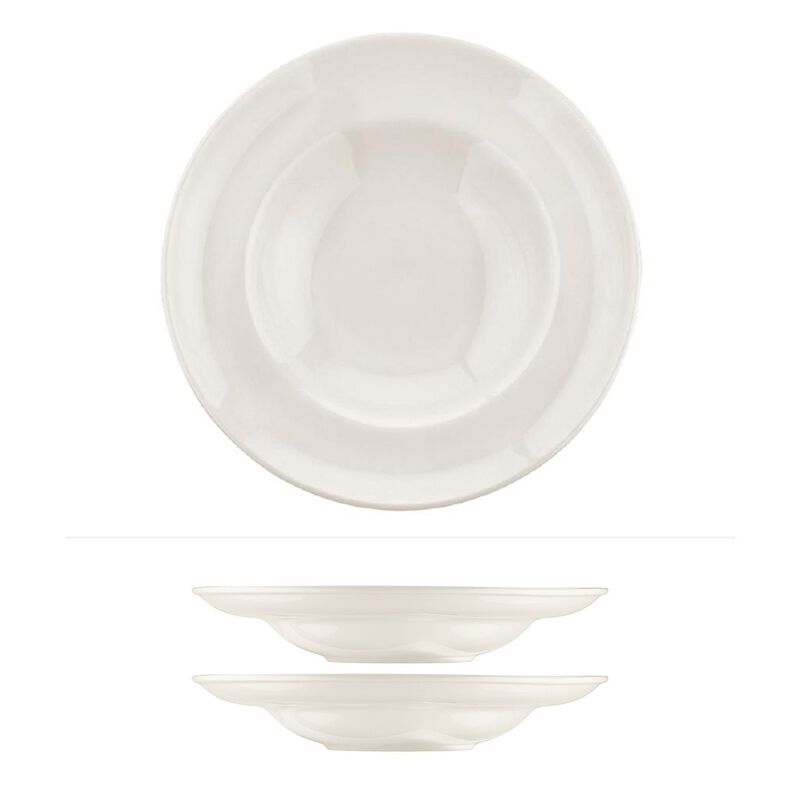Gourmet dia.9.5" h:2" 14 oz. Round Warm White Porcelain Bowl (Set of 2)