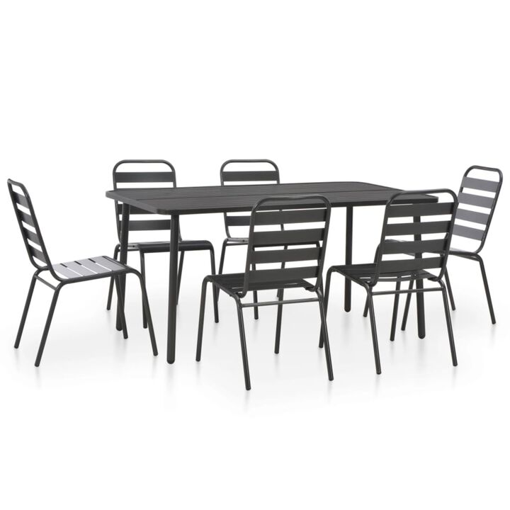 vidaXL 7 Piece Outdoor Dining Set Steel Dark Gray