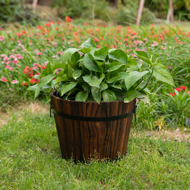 Wooden Whiskey Barrel Planters, Small