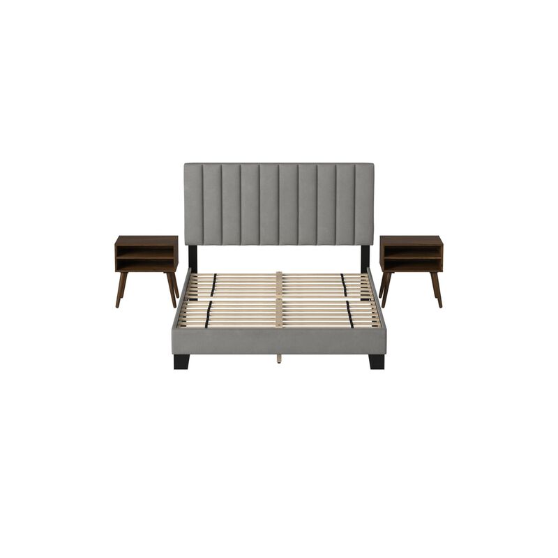 Coyote Gray Queen Bed w/2 Nightstands