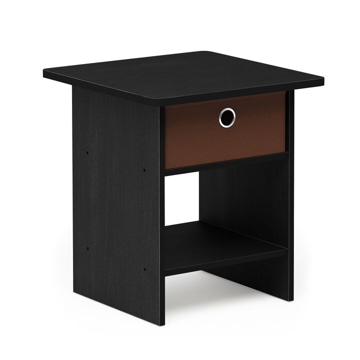 Furinno Dario End Table / Side Table / Night Stand / Bedside Table with Bin Drawer, 1-Pack, Americano/Medium Brown