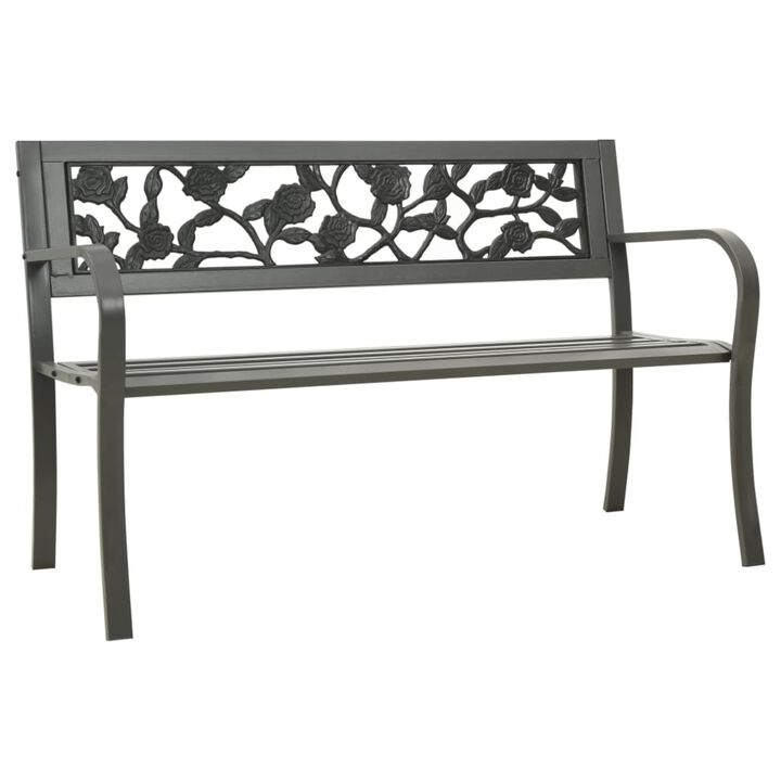 vidaXL Garden Bench 49.2" Steel Gray