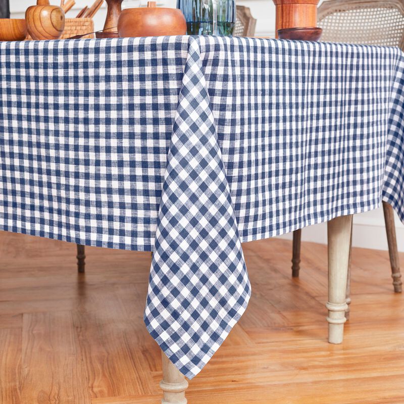 Solino Home 100% Pure Linen Tablecloth | Gingham Check