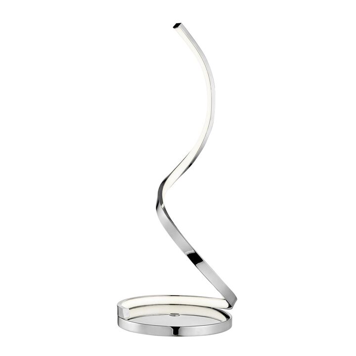 Modern Spiral Table Lamp Chrome Metal Dimmable Integrated LED