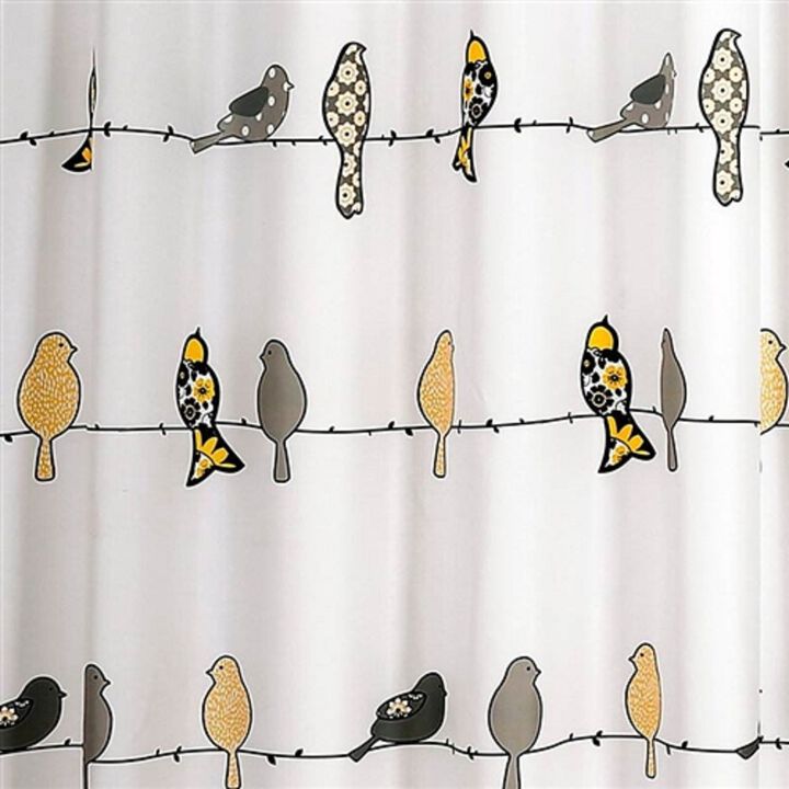 Floral Bird Print Shower Curtain – Soft Polyester, Fade-Resistant & Easy to Clean