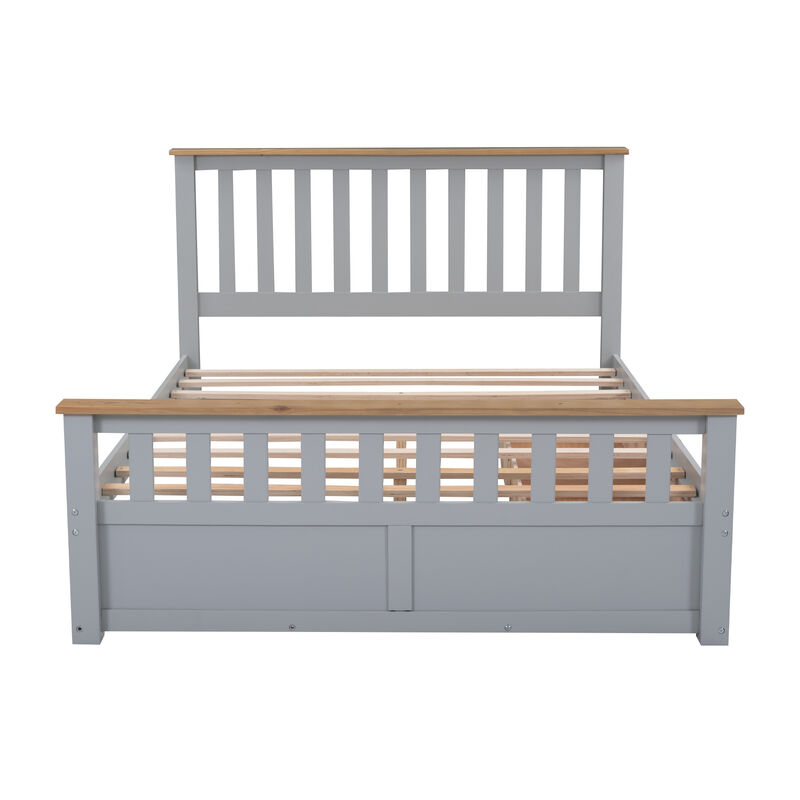 Streamdale Queen Size Wood Platform Bed With Two Drawers And Wooden Slat Support
