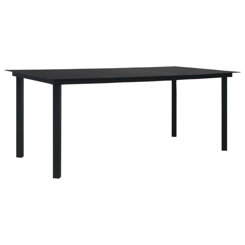 vidaXL 9 Piece Garden Dining Set Black Glass and Steel