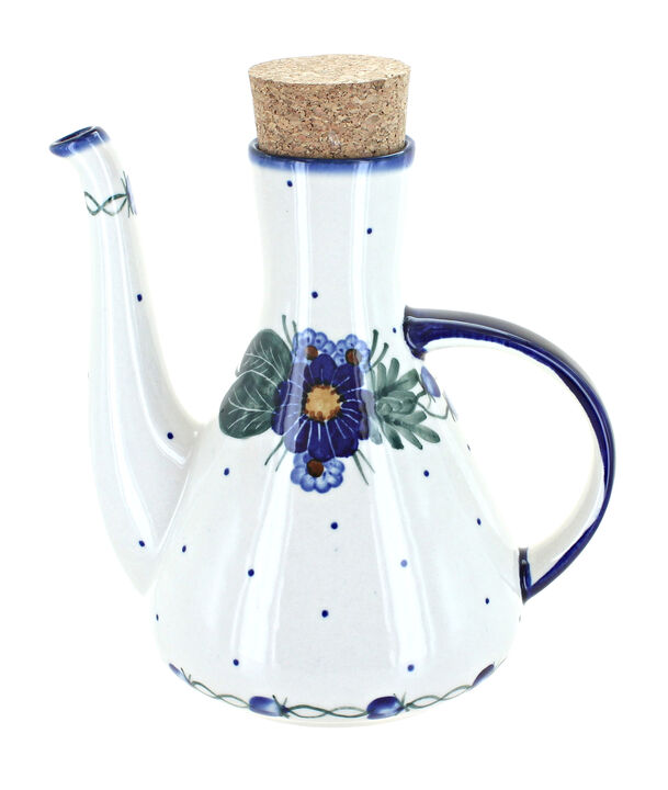 Blue Rose Polish Pottery Yellow Daisy Olive Oil Container