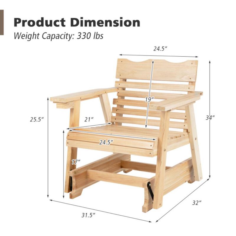 Hivvago Outdoor Wood Rocking Chair with High Back and Widened Armrests