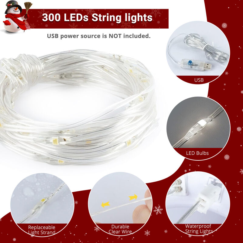 Hanging Tree Structure with 300 Cool Color LED Lights Round Head Design, 8 Modes & Remote-Controlled Christmas Décor