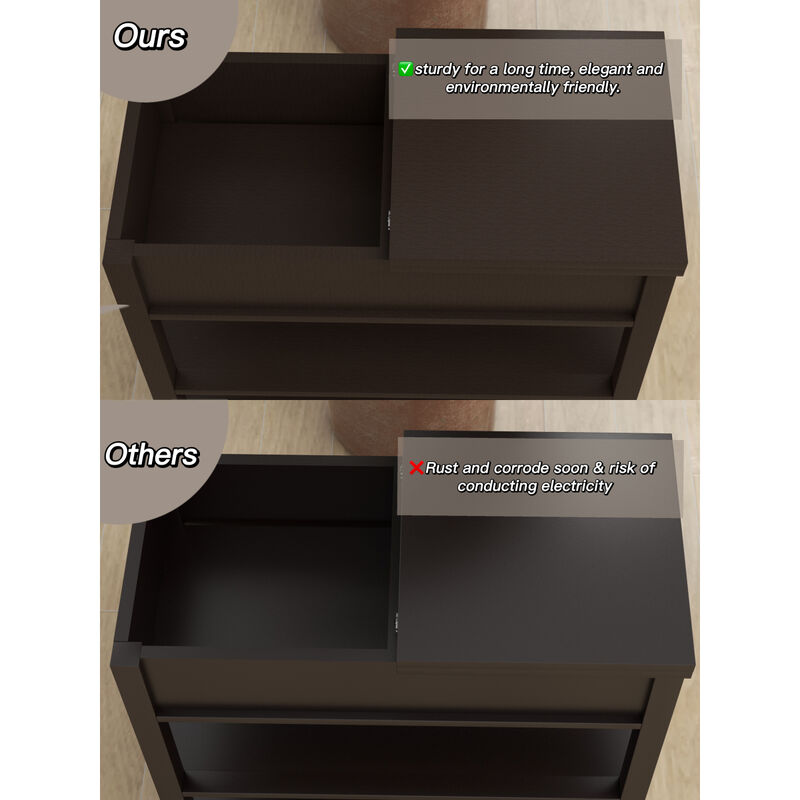 Narrow Sided Table With Drawers And Bottom Partition In Flip Over Design