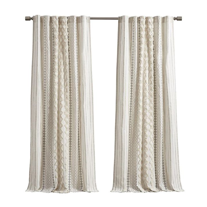 Belen Kox Imani Cotton Printed Window Panel with Chenille Stripe and Lining, Belen Kox