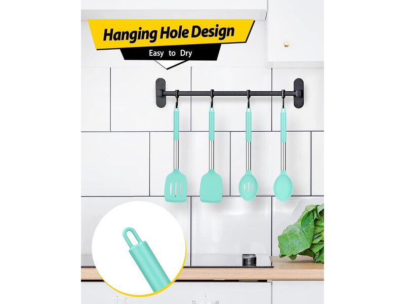BUNDLEPRO Pack of 4 Silicone Cooking Utensils Set, Non Stick Large Solid Spatulas