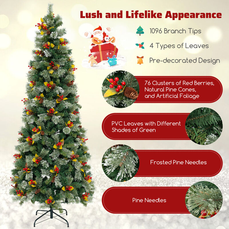 Pre-Lit Artificial Christmas Tree with PVC and Pine Needles