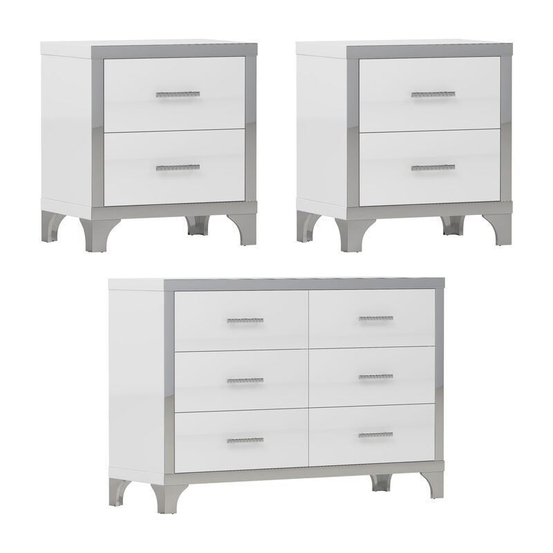 Merax 1 Dresser and 2 Nightstands Bedroom Set
