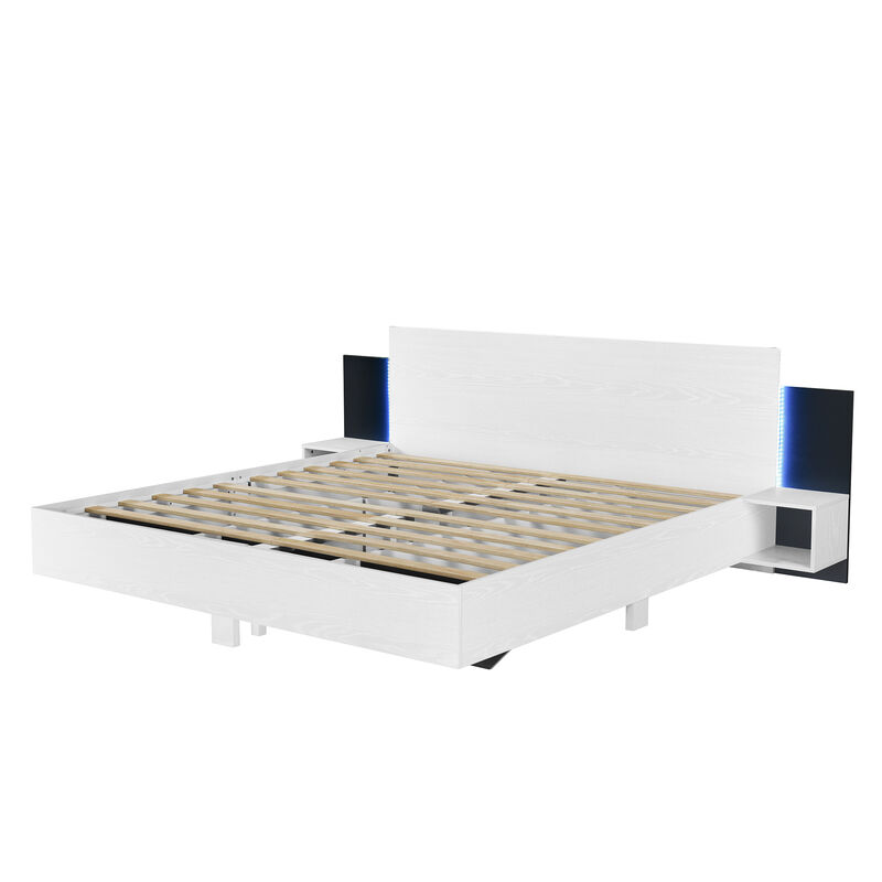 Merax Floating Platform Bed with LED Lights