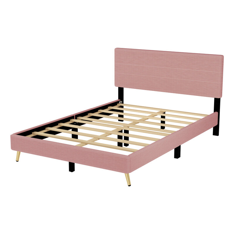 Merax Corduroy Upholstered Platform Bed with Headboard