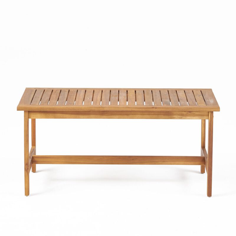 3pc Set with 2 Outdoor Club Chairs and Coffee Table in Acacia Wood - Benzara